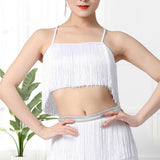 Maxbell Maxbell Women Tassels Fringe Dance Top Top for Club Dressing up Masquerade White XL