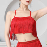 Maxbell Maxbell Women Tassels Fringe Dance Top Top for Club Dressing up Masquerade Red XL