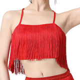 Maxbell Maxbell Women Tassels Fringe Dance Top Top for Club Dressing up Masquerade Red XL