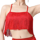 Maxbell Maxbell Women Tassels Fringe Dance Top Top for Club Dressing up Masquerade Red XL