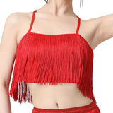 Maxbell Maxbell Women Tassels Fringe Dance Top Top for Club Dressing up Masquerade Red XL