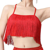 Maxbell Maxbell Women Tassels Fringe Dance Top Top for Club Dressing up Masquerade Red XL