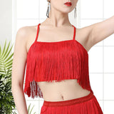 Maxbell Maxbell Women Tassels Fringe Dance Top Top for Club Dressing up Masquerade Red XL
