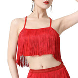 Maxbell Maxbell Women Tassels Fringe Dance Top Top for Club Dressing up Masquerade Red XL