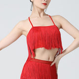 Maxbell Maxbell Women Tassels Fringe Dance Top Top for Club Dressing up Masquerade Red XL