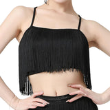 Maxbell Maxbell Women Tassels Fringe Dance Top Top for Club Dressing up Masquerade Black XL
