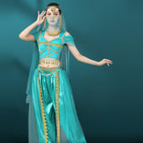Maxbell Maxbell Princess Costume Elegant Performance Dress for Halloween Photograph Birthday XL Blue green