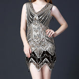 Maxbell Maxbell 1920S Dress for Women Sleeveless Gown Deep V Neck Vintage Style Sequin Dress 4XL