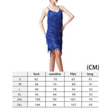 Maxbell Maxbell Women Sequin Tassel Dress Dancewear Flapper Dress for Samba Cha Cha M Blue