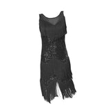Maxbell Maxbell Womens Latin Dance Dress Shiny Sequins Dress for Club Prom Stage Performance Black L