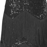 Maxbell Maxbell Womens Latin Dance Dress Shiny Sequins Dress for Club Prom Stage Performance Black L