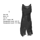 Maxbell Maxbell Womens Latin Dance Dress Shiny Sequins Dress for Club Prom Stage Performance Black L