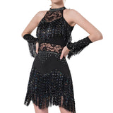 Maxbell Maxbell Women Dance Tassel Dress Dancewear for Music Festival Performance Show Samba Black XL