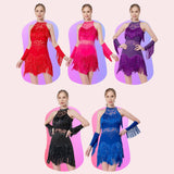 Maxbell Maxbell Women Dance Tassel Dress Dancewear for Music Festival Performance Show Samba Black 2XL