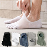 Maxbell 3xFive Finger Socks Cotton Anti Slip Thin Cotton Socks for Running Sports White
