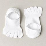 Maxbell 4xFive Finger Socks Cotton Anti Slip Thin Cotton Socks for Running Sports White