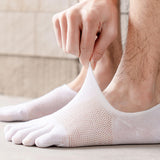 Maxbell 3xFive Finger Socks Cotton Anti Slip Thin Cotton Socks for Running Sports White