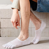 Maxbell 4xFive Finger Socks Cotton Anti Slip Thin Cotton Socks for Running Sports White