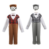 Maxbell Maxbell Kids  Costume Set Elderly Role Play Costume for Cosplay Holiday Party XS Brown