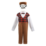 Maxbell Maxbell Kids  Costume Set Elderly Role Play Costume for Cosplay Holiday Party XS Brown