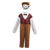 Maxbell Maxbell Kids  Costume Set Elderly Role Play Costume for Cosplay Holiday Party XS Brown