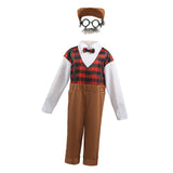 Maxbell Maxbell Kids  Costume Set Elderly Role Play Costume for Cosplay Holiday Party XS Brown