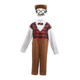 Maxbell Maxbell Kids  Costume Set Elderly Role Play Costume for Cosplay Holiday Party XS Brown