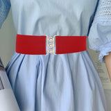 Maxbell Maxbell Women Elastic Waist Belt Trendy Portable Female Casual Cinch Belt Dress Belt Red