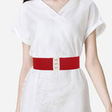 Maxbell Maxbell Women Elastic Waist Belt Trendy Portable Female Casual Cinch Belt Dress Belt Red