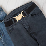 Maxbell Maxbell Women Elastic Waist Belt Simple Female Lady Cinch for Dating Party Traveling Gold Buckle