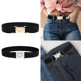 Maxbell Maxbell Women Elastic Waist Belt Simple Female Lady Cinch for Dating Party Traveling Gold Buckle