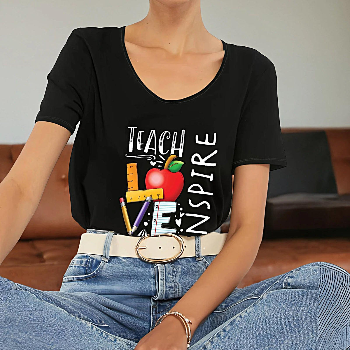 Maxbell Women's T Shirt Summer Simple Breathable Basic Tee for Commuting Travel Work XL Black