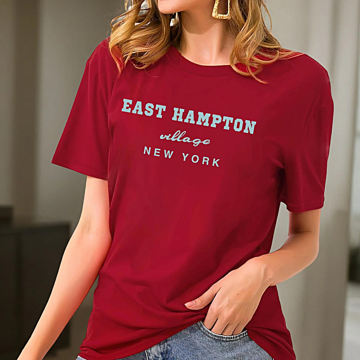 Maxbell Women's T Shirt Summer Casual Soft Basic Tee for Commuting Traveling Holiday M Red