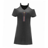 Maxbell Maxbell Women's Cold Shoulder Dress Summer Ladies A Line Dress for Trip Work Walking XL