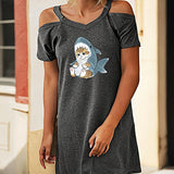 Maxbell Maxbell Women's Off Shoulder Dress Summer Teen Casual Dress for Travel Holiday Party XXL