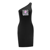 Maxbell Maxbell Women's Cold Shoulder Dress Summer Simple Mini Dress for Dating Office Party L