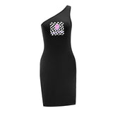 Maxbell Maxbell Women's Cold Shoulder Dress Summer Simple Mini Dress for Dating Office Party L