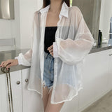 Maxbell Maxbell Sunscreen Cardigan Coat Trendy Sun Protection Clothes for Daily Party Ladies White