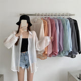 Maxbell Maxbell Sunscreen Cardigan Coat Trendy Sun Protection Clothes for Daily Party Ladies White