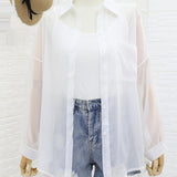 Maxbell Maxbell Sunscreen Cardigan Coat Trendy Sun Protection Clothes for Daily Party Ladies White