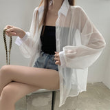 Maxbell Maxbell Sunscreen Cardigan Coat Trendy Sun Protection Clothes for Daily Party Ladies White
