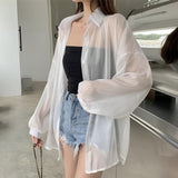 Maxbell Maxbell Sunscreen Cardigan Coat Trendy Sun Protection Clothes for Daily Party Ladies White