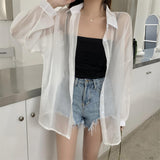 Maxbell Maxbell Sunscreen Cardigan Coat Trendy Sun Protection Clothes for Daily Party Ladies White