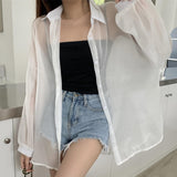 Maxbell Maxbell Sunscreen Cardigan Coat Trendy Sun Protection Clothes for Daily Party Ladies White