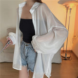 Maxbell Maxbell Sunscreen Cardigan Coat Trendy Sun Protection Clothes for Daily Party Ladies White