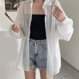 Maxbell Maxbell Sunscreen Cardigan Coat Trendy Sun Protection Clothes for Daily Party Ladies White