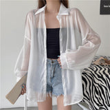 Maxbell Maxbell Sunscreen Cardigan Coat Trendy Sun Protection Clothes for Daily Party Ladies White