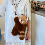 4xPanda Plush Backpack Casual Daypack Shoulder Purse for Party Shopping Street S