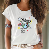 Maxbell Maxbell T Shirt for Women Summer Streetwear Trendy Summer Tops for Office Work Beach L