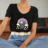 Maxbell Maxbell Womens T Shirt Summer Simple Classic Crew Neck Shirt for Travel Trip Holiday XXL Black